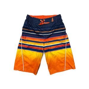 Youth Boys ZEROXPOSUR Swim Board short with Boxer Liner 14-16 Orange/Navy